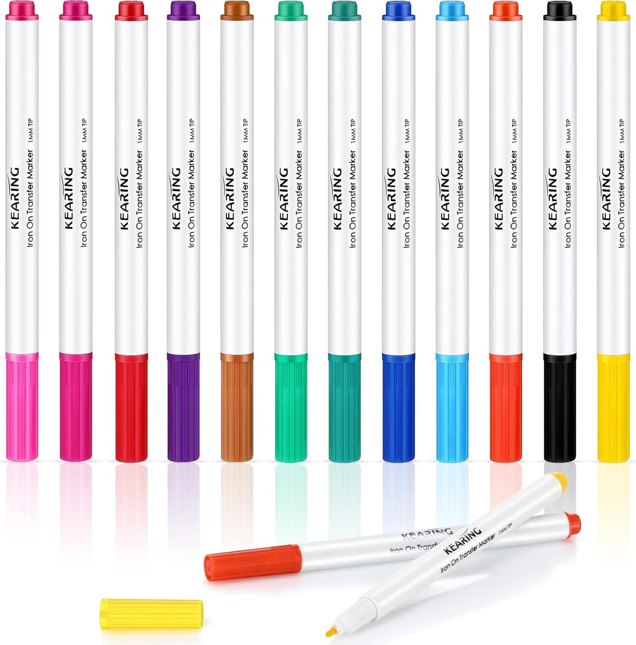 12 Pcs Iron on Markers Sublimation Embroidery Transfer Pen Heat Fabric Marker Fade Resistant Infusible Ink for T-Shirts Pillow Clothes Canvas, 12 Assorted Colors